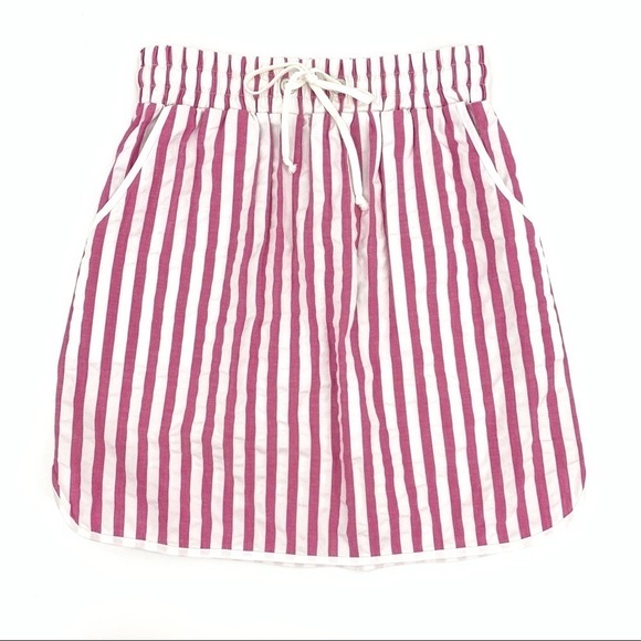 NWT Urban Outfitters Pink Striped Crinkle Cotton Mini Skirt - Picture 1 of 9